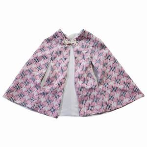 Vintage pink white capelet handmade poncho cape child SZ 3-5